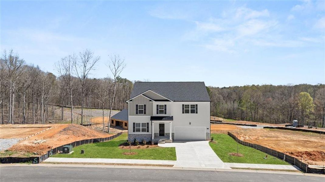 Front exterior of a new home in Kingston Ranch at Lake Oconee, Buckhead, GA, highlighting curb appeal (Image 2).