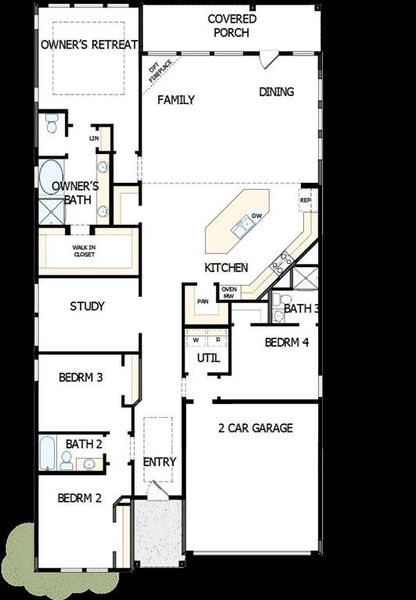 2D floor plan layout of this home in Pecan Square - Gardens, Northlake, TX (Image 3).