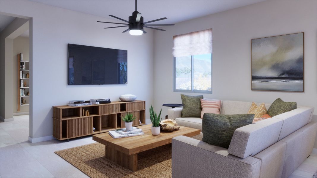 Representative furnished interior of a home built from the Firelight by Risewell Homes in Elara at Moonlight, Maricopa (Image 7).