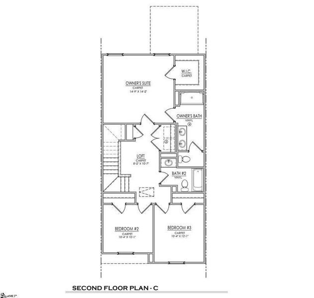 2D floor plan layout of this home in Meece Townhomes, Easley, SC (Image 6). 2D floor plan layout of this home in Meece Townhomes, Easley, SC (Image 6).