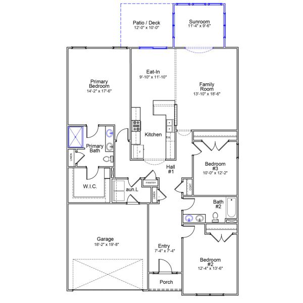 2D floor plan layout of this home in Fieldstone, Lexington, NC (Image 2).