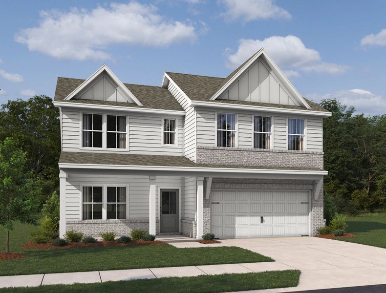 Representative exterior photo of a completed home built from the Cardiff by Ashton Woods in Eastlyn Crossing, Flowery Branch, GA (Image 8).