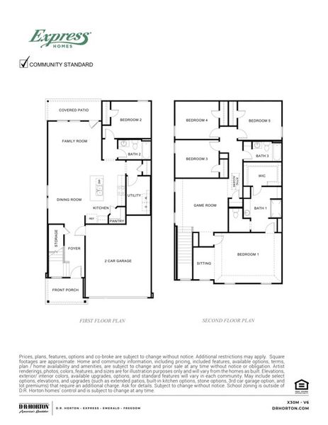 2D floor plan layout for the Madison by D.R. Horton in Creeks at Burnett Trail, Canton, TX (Image 2).