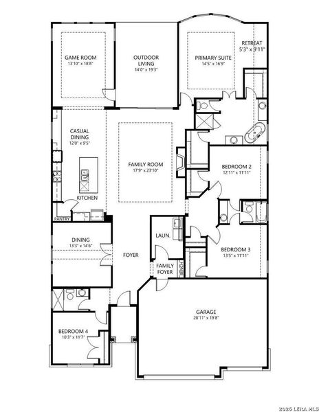 2D floor plan layout of this home in Esperanza - 70', Boerne, TX (Image 3).