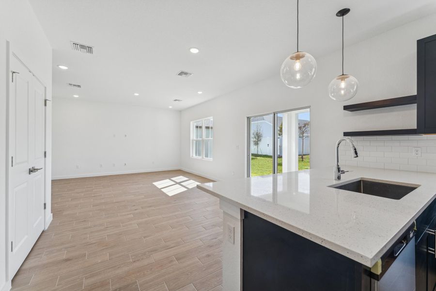 Kitchen, Great Room & Dining Area