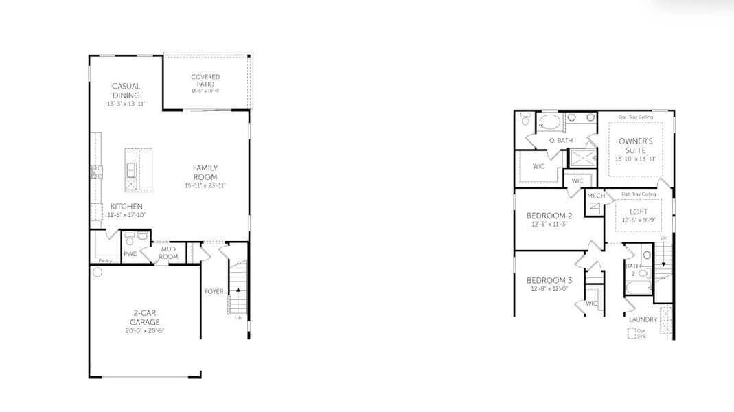2D floor plan layout for the Timuquana - 40' Homesites by Dream Finders Homes in Shearwater, St. Augustine, FL (Image 3).