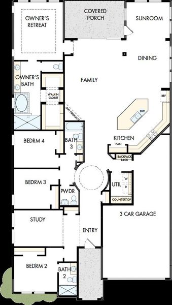 2D floor plan layout of this home in Brookewater 55’ Homesites, Rosenberg, TX (Image 2).
