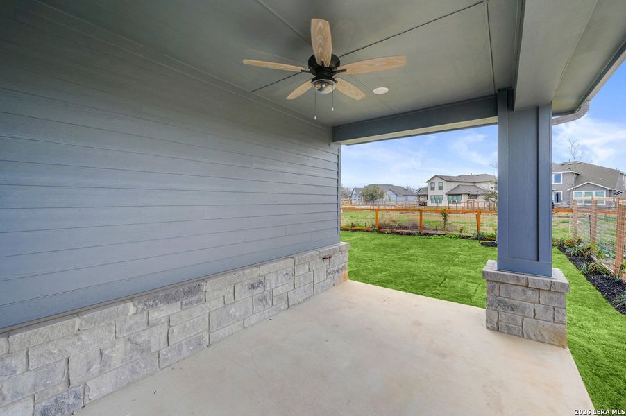 Exterior details and patio area of a home in The Crossvine, Schertz (Image 21).