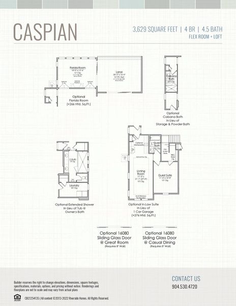 2D floor plan layout for the Caspian by Riverside Homes in Hidden Creek at SilverLeaf, St. Augustine, FL (Image 39).