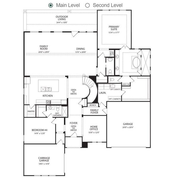 2D floor plan layout for the Grantley by Drees Custom Homes in Fulshear Lakes, Fulshear, TX (Image 5). 2D floor plan layout for the Grantley by Drees Custom Homes in Fulshear Lakes, Fulshear, TX (Image 5).