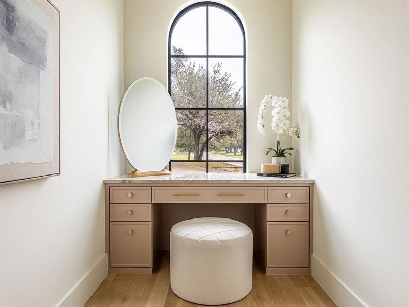 Office featuring light wood finished floors
