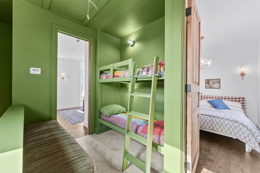 The hallway built-in bunk beds to sleep additional guests comfortably.