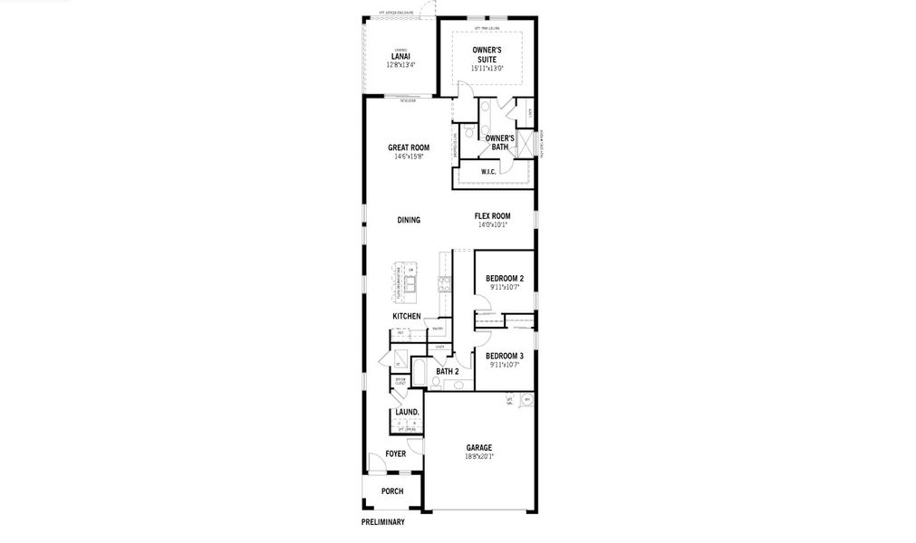 2D floor plan layout for the Seabranch by Mattamy Homes in Wellen Park, Venice, FL (Image 3).