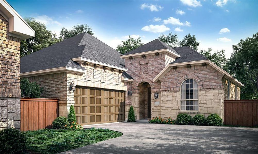 View of front of property featuring a garage