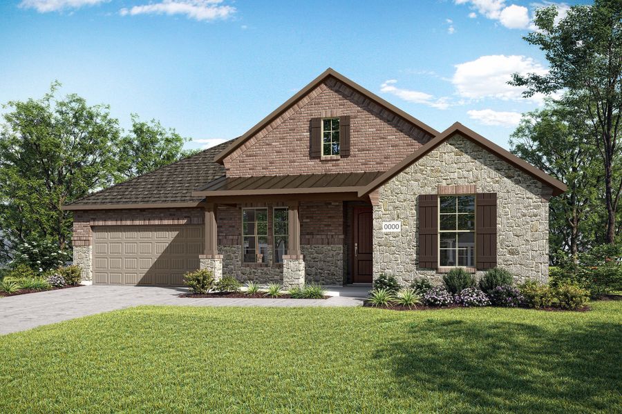 Representative exterior photo of a completed home built from the Brayden by Tri Pointe Homes in Somerset Park, Rockwall, TX (Image 14).