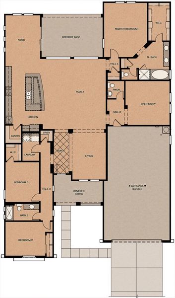 2D floor plan layout for the Shell Beach by Fulton Homes in Sonoma Coast, San Tan Valley, AZ (Image 3).