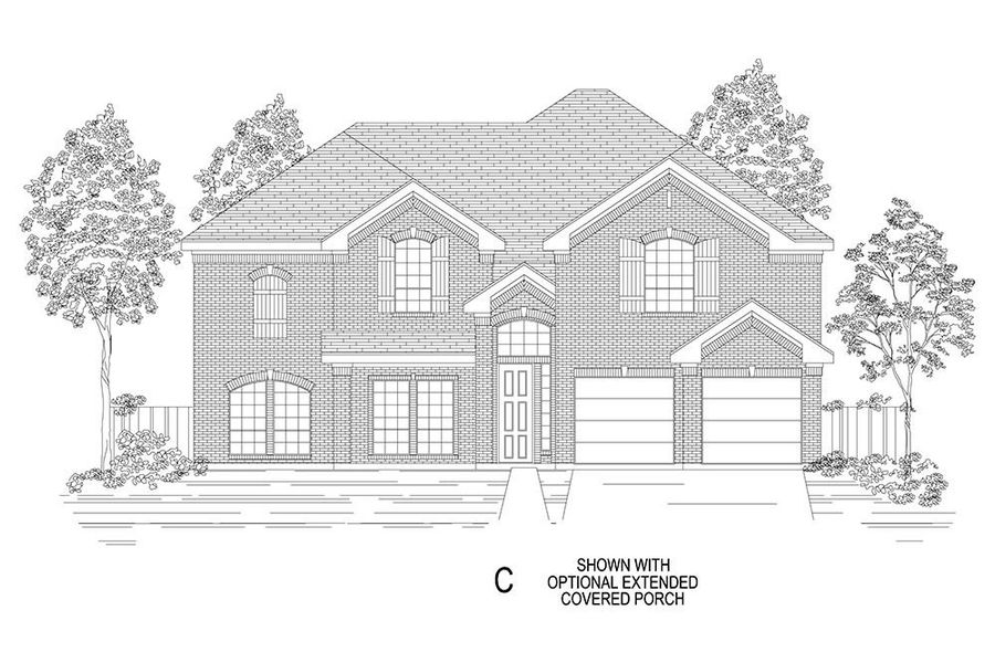Representative rendering of the exterior for the Brentwood 3F (w/Media) by First Texas Homes (Image 12). Representative rendering of the exterior for the Brentwood 3F (w/Media) by First Texas Homes (Image 12).