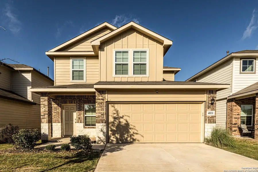 Front exterior of a new home in , San Antonio, TX, highlighting curb appeal (Image 1). Front exterior of a new home in , San Antonio, TX, highlighting curb appeal (Image 1).