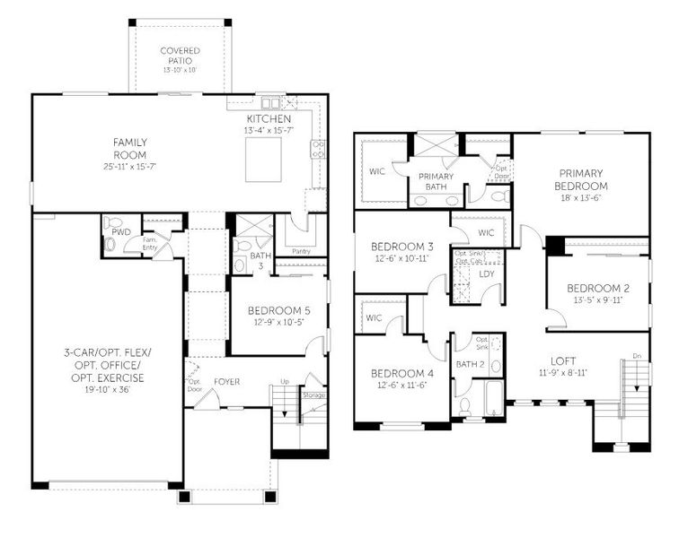 2D floor plan layout for the Solstice - Single Family Homes by Dream Finders Homes in Apache Farms, Buckeye, AZ (Image 5).
