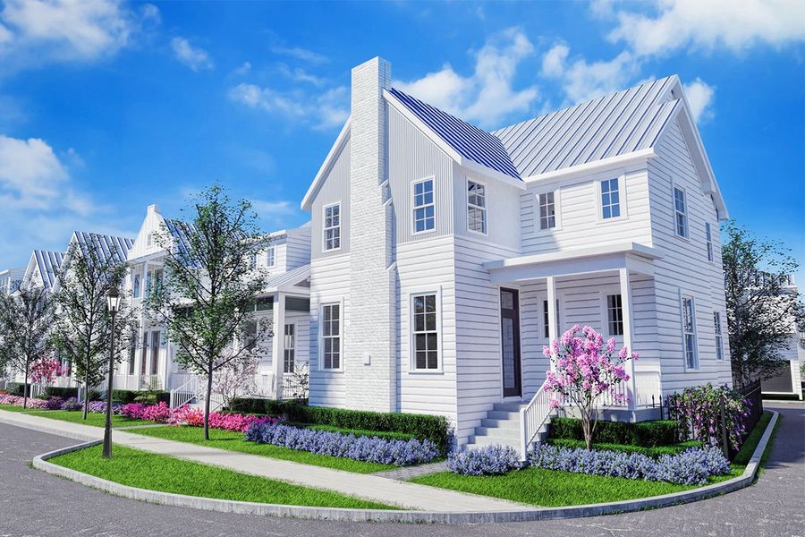 Front exterior of a new home in Carroll Crest, Carrollton, TX, highlighting curb appeal (Image 1).