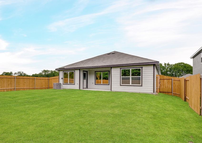 The back yard of the Blanco is fully fenced. The back yard of the Blanco is fully fenced.