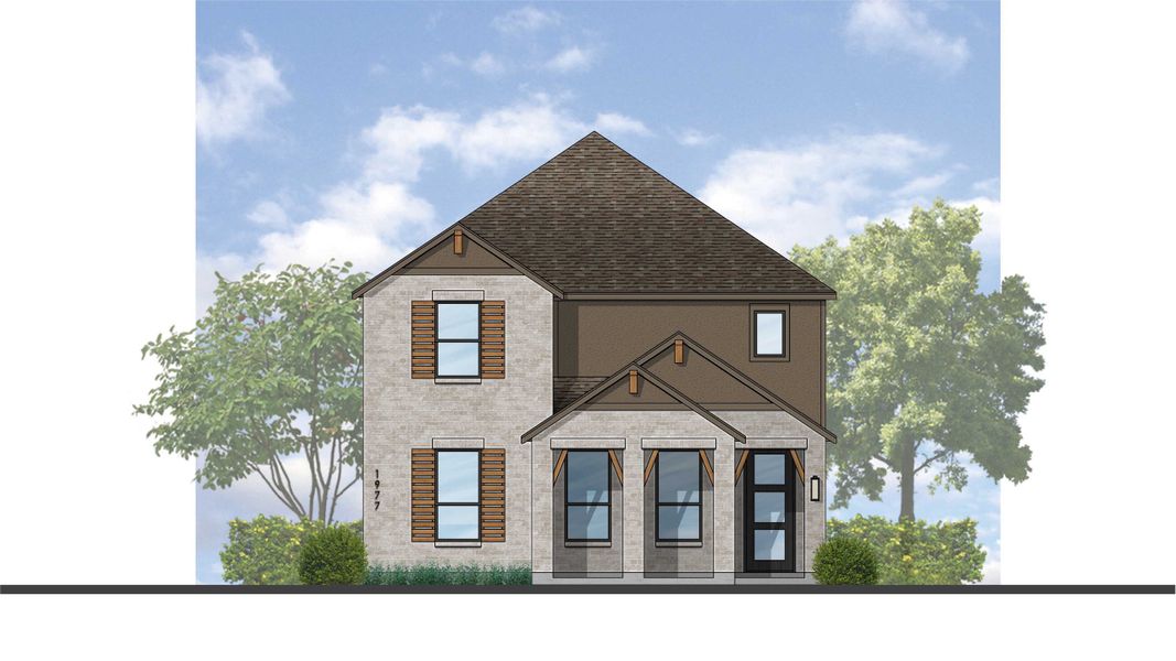 Representative rendering of the exterior for the Rivera Plan by Highland Homes (Image 4). Representative rendering of the exterior for the Rivera Plan by Highland Homes (Image 4).