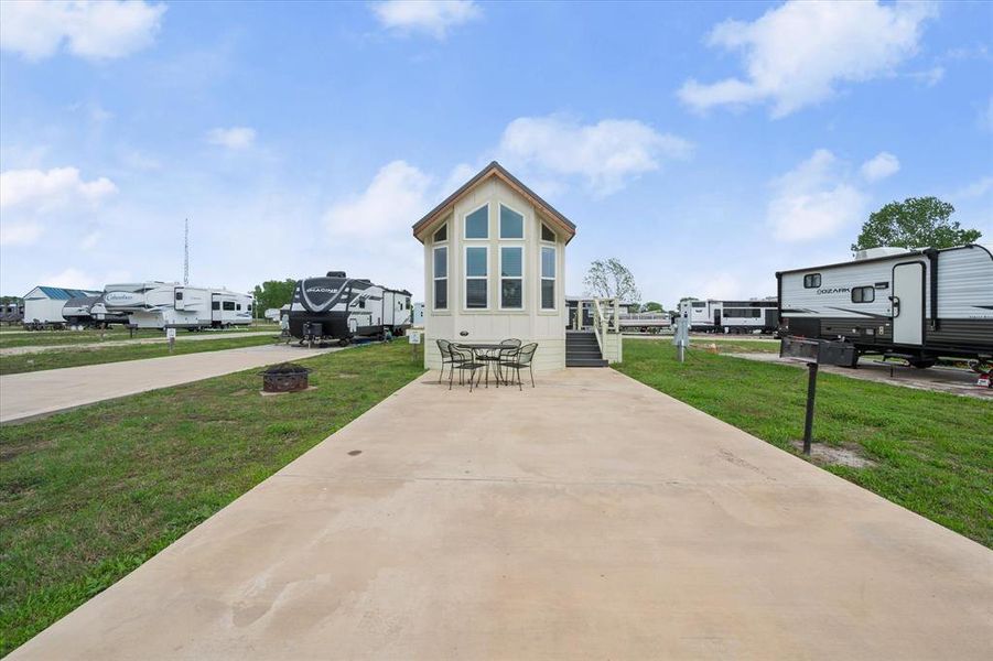 There is a charcoal grill already in place to throw a few burgers on.