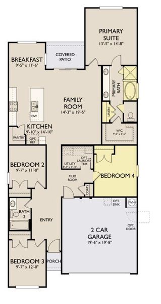 2D floor plan layout of this home in Patterson Ranch, Georgetown, TX (Image 5).