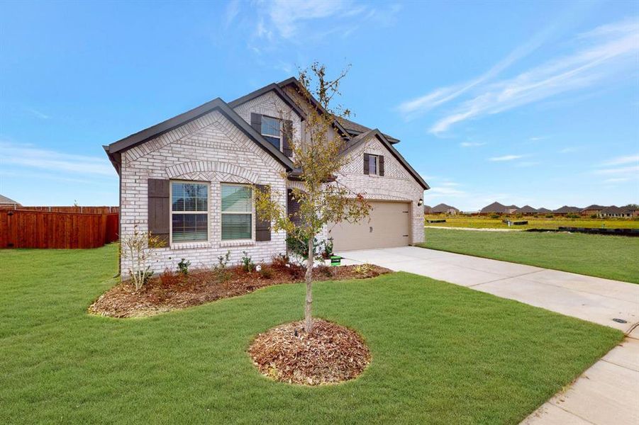 Front exterior of a new home in Elevon, Lavon, TX, highlighting curb appeal (Image 19). Front exterior of a new home in Elevon, Lavon, TX, highlighting curb appeal (Image 19).