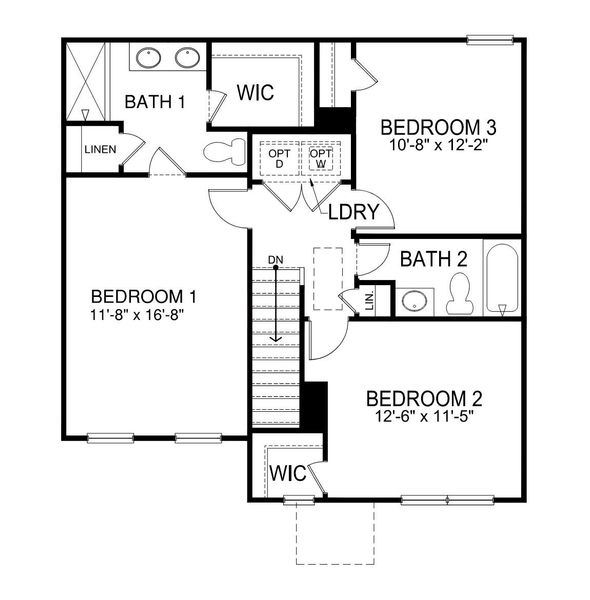 2D floor plan layout for the Rachel by D.R. Horton in Hawk Ridge, Anderson, SC (Image 5).