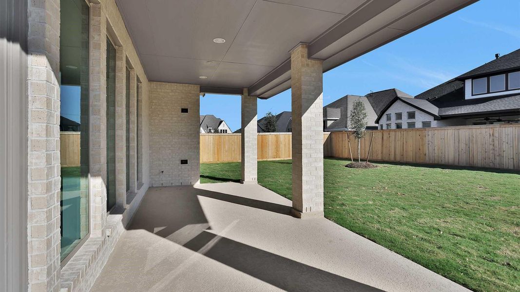 Exterior details and patio area of a home in Bridgeland 55', Cypress (Image 3).