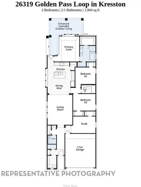 2D floor plan layout of this home in Kresston: 40ft. lots, Montgomery, TX (Image 4). 2D floor plan layout of this home in Kresston: 40ft. lots, Montgomery, TX (Image 4).