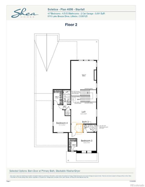 2D floor plan layout of this home in Stargaze at Solstice, Littleton, CO (Image 5).