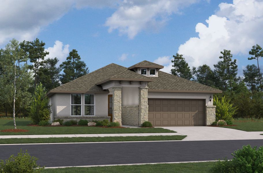 Representative exterior photo of a completed home built from the Comal by Beazer Homes in Parklands Estates, Schertz, TX (Image 5). Representative exterior photo of a completed home built from the Comal by Beazer Homes in Parklands Estates, Schertz, TX (Image 5).