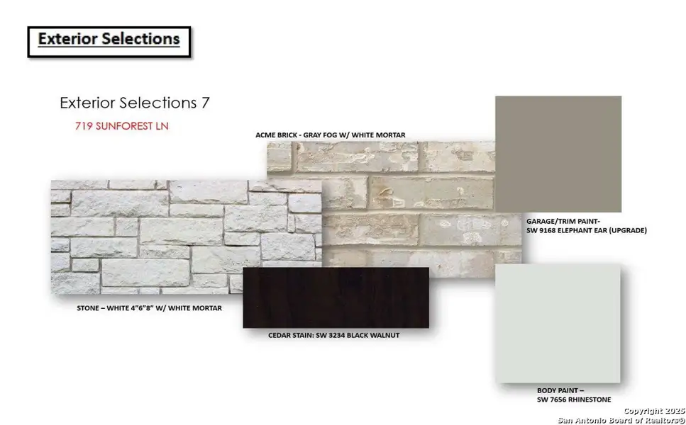 Sample of building materials used in homes in Sunflower Ridge, New Braunfels (Image 5).