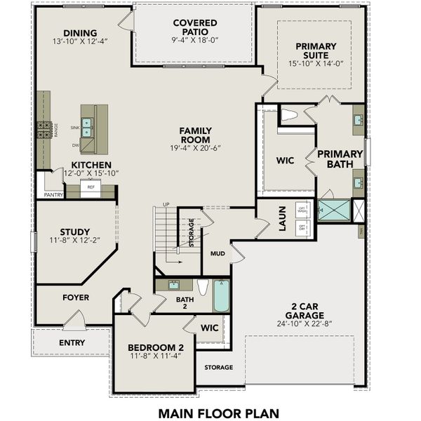 2D floor plan layout for the The Jennings G by Davidson Homes LLC in The Reserve at Potranco Oaks, Castroville, TX (Image 3).