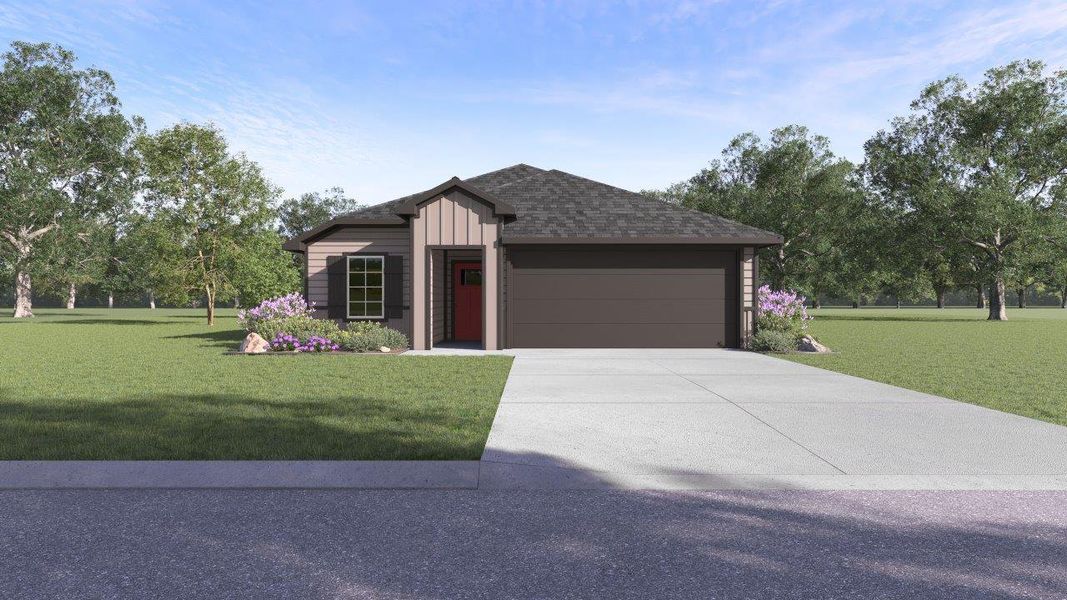 Representative exterior photo of a completed home built from the Abbot by D.R. Horton in Wilkins Valley, Brenham, TX (Image 2). Representative exterior photo of a completed home built from the Abbot by D.R. Horton in Wilkins Valley, Brenham, TX (Image 2).