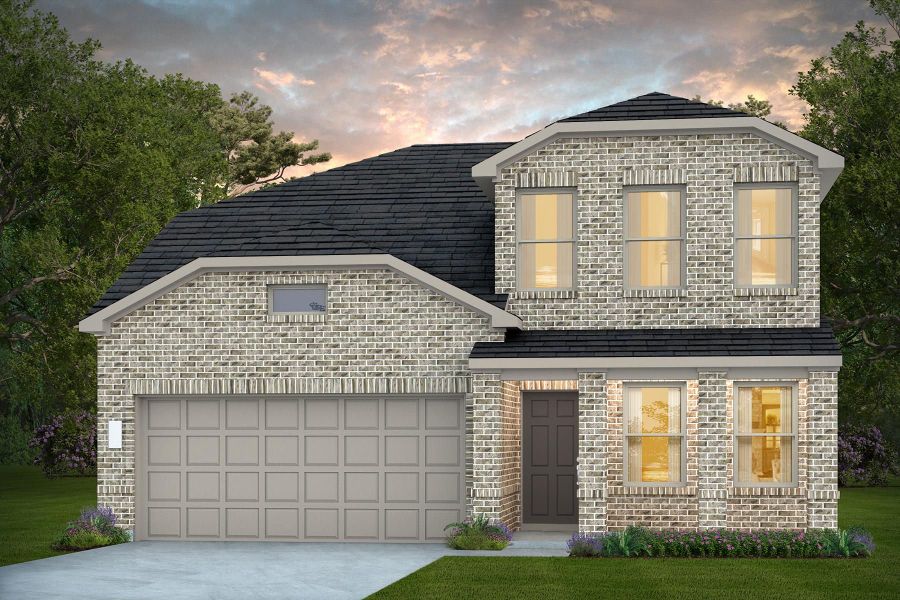 Front exterior of a new home in La Cima, San Marcos, TX, highlighting curb appeal (Image 1). Front exterior of a new home in La Cima, San Marcos, TX, highlighting curb appeal (Image 1).