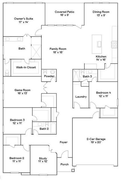2D floor plan layout of this home in Anniston: Pinnacle Collection, Katy, TX (Image 2). 2D floor plan layout of this home in Anniston: Pinnacle Collection, Katy, TX (Image 2).