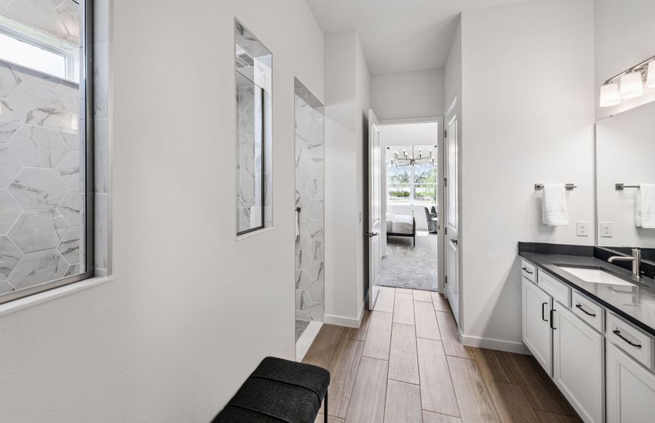 Owner's Bath with Dual Sinks and Walk-In Shower