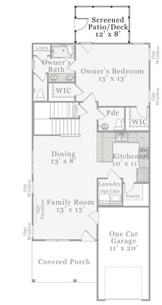2D floor plan layout for the Joyner by McKee Homes in The Walk at East Village, Clayton, NC (Image 14). 2D floor plan layout for the Joyner by McKee Homes in The Walk at East Village, Clayton, NC (Image 14).