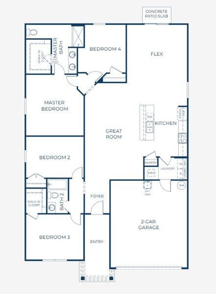 2D floor plan layout for the Maple by Maronda Homes in Briarwood, Alachua, FL (Image 4).
