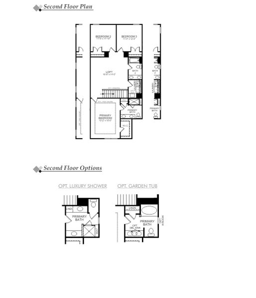 2D floor plan layout of this home in Villas at Dawsonville Townhomes, Dawsonville, GA (Image 4).