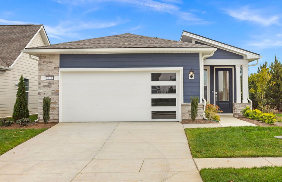Front exterior of a new home in Del Webb Barton Village, Lebanon, TN, highlighting curb appeal (Image 1). Front exterior of a new home in Del Webb Barton Village, Lebanon, TN, highlighting curb appeal (Image 1).