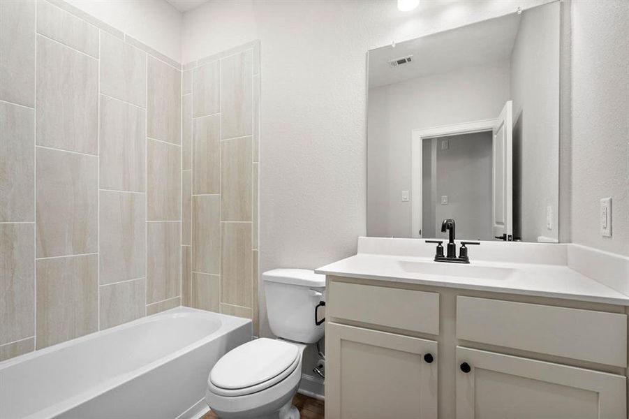 The secondary bathroom in the home.