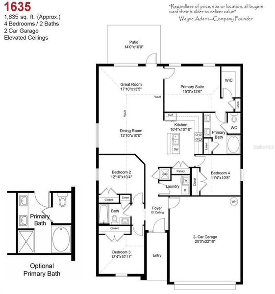 2D floor plan layout of this home in Ocala Crossings South, Ocala, FL (Image 2).
