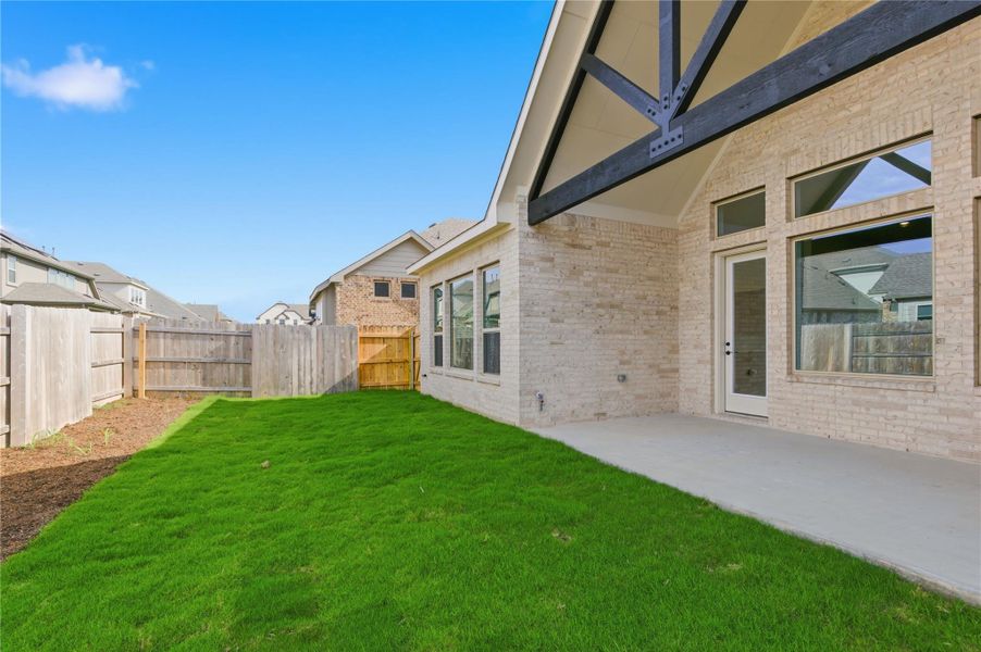 Exterior details and patio area of a home in Hawkes Landing, Leander (Image 15). Exterior details and patio area of a home in Hawkes Landing, Leander (Image 15).
