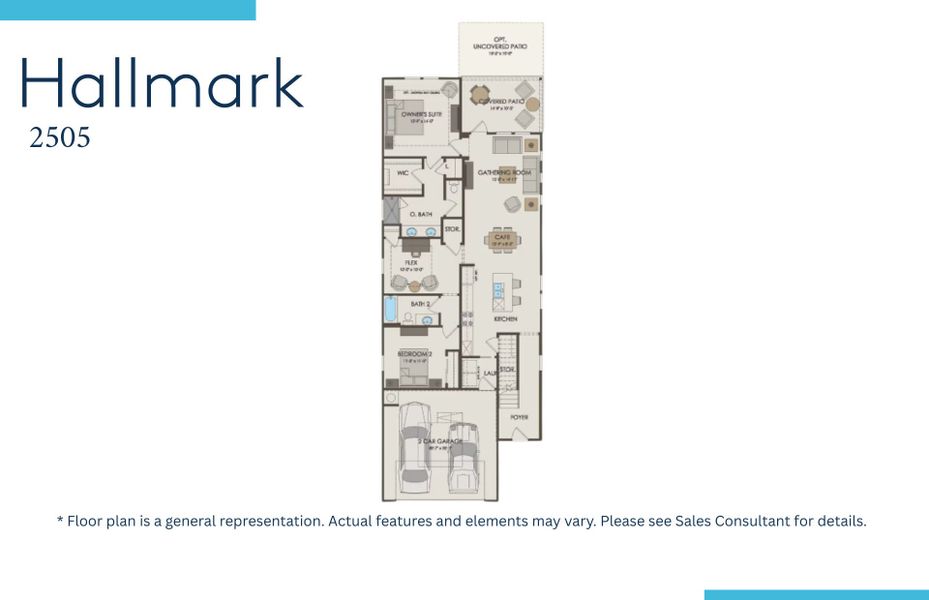 2D floor plan layout of this home in Del Webb North Myrtle Beach, Myrtle Beach, SC (Image 4).
