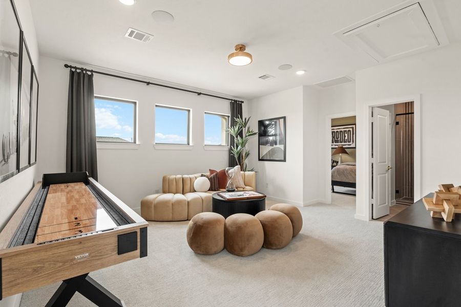 Furnished interior view inside a new home in Legacy Prairie at Katy Court 60', Katy (Image 18).