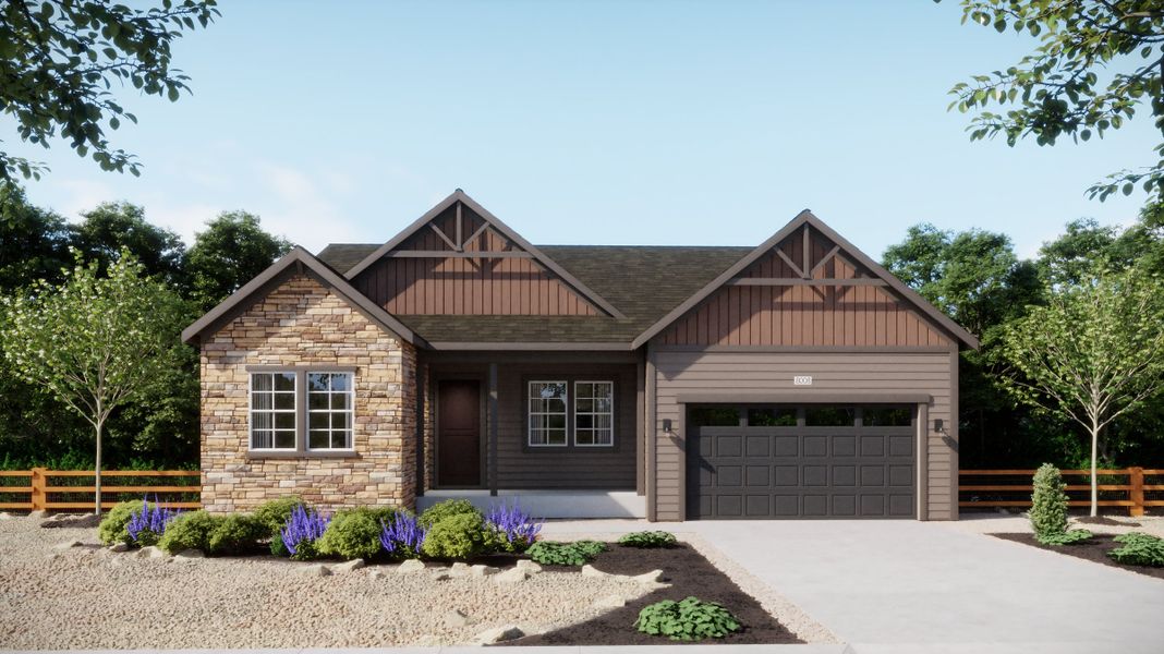 Representative exterior photo of a completed home built from the 5001 by Risewell Homes in The Estates Collection at Talon Pointe, Thornton, CO (Image 16). Representative exterior photo of a completed home built from the 5001 by Risewell Homes in The Estates Collection at Talon Pointe, Thornton, CO (Image 16).